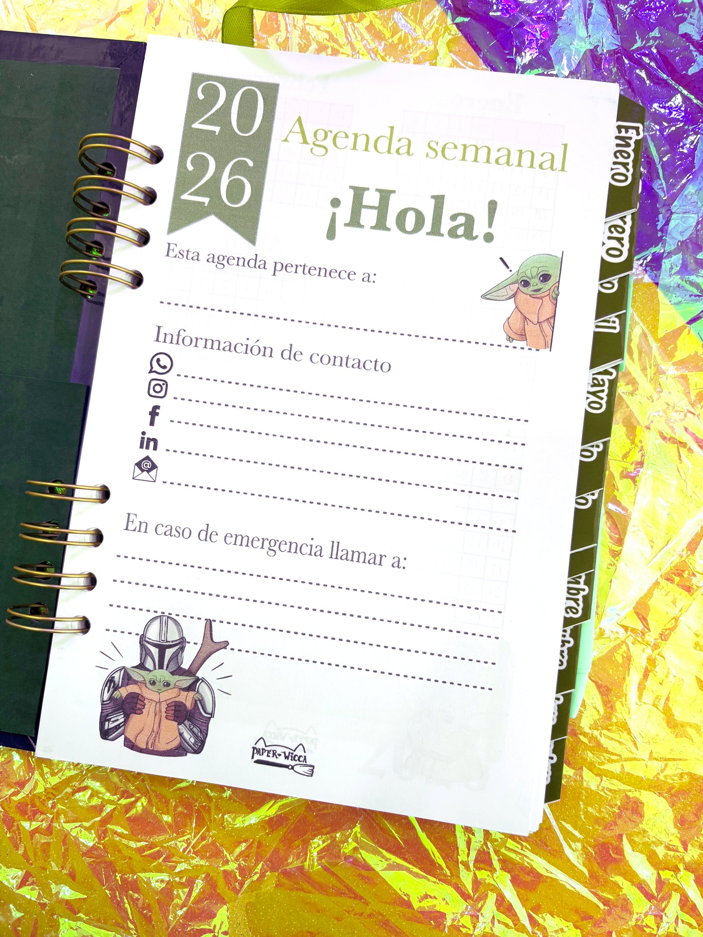 Agenda Star wars mandalorian Grogu Planeación 3 Días por Hoja
