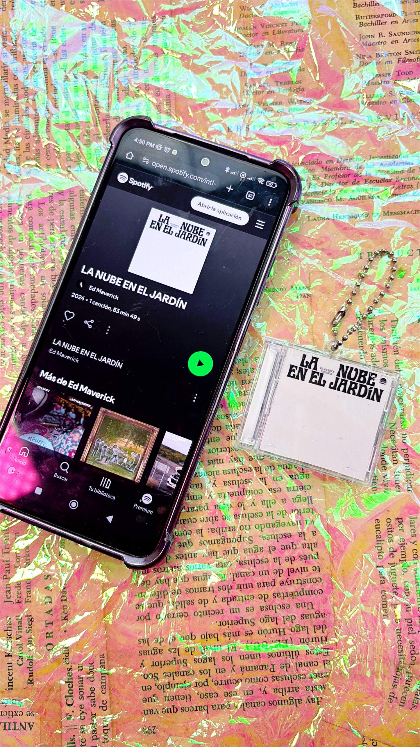 Ed Maverick La nube en el jardín- Llavero Mini CD  con NFC link personalizado| Regalo Musical Original