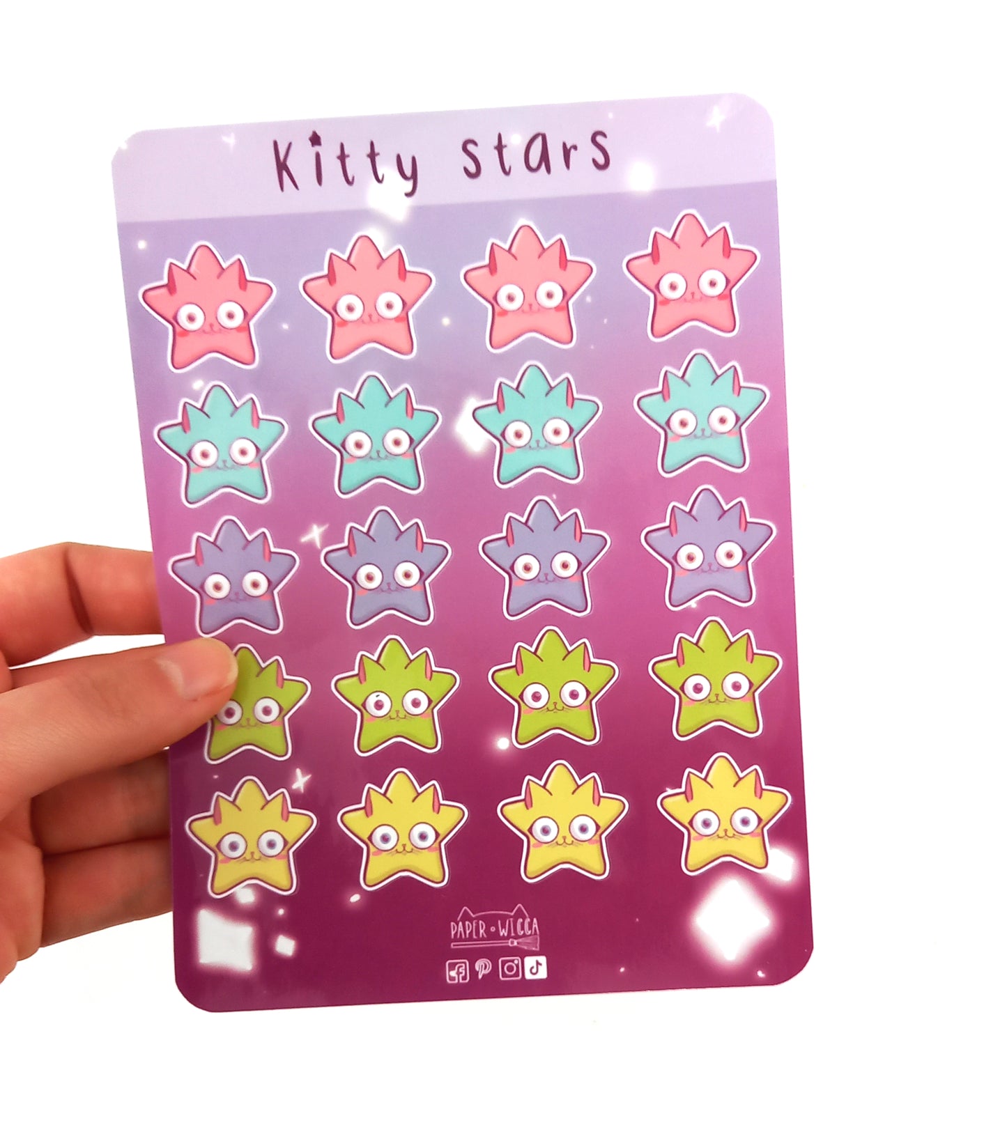 Planilla de stickers gatitos estrella