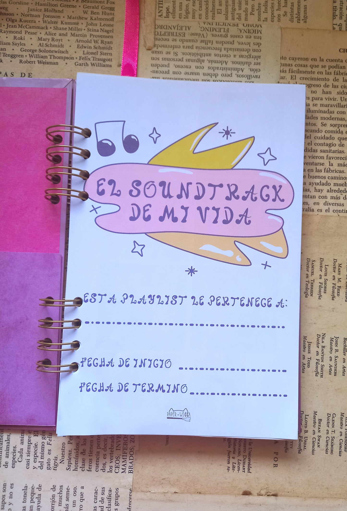 Journal Musical Personalizable: Playlists, Canciones + Stickers