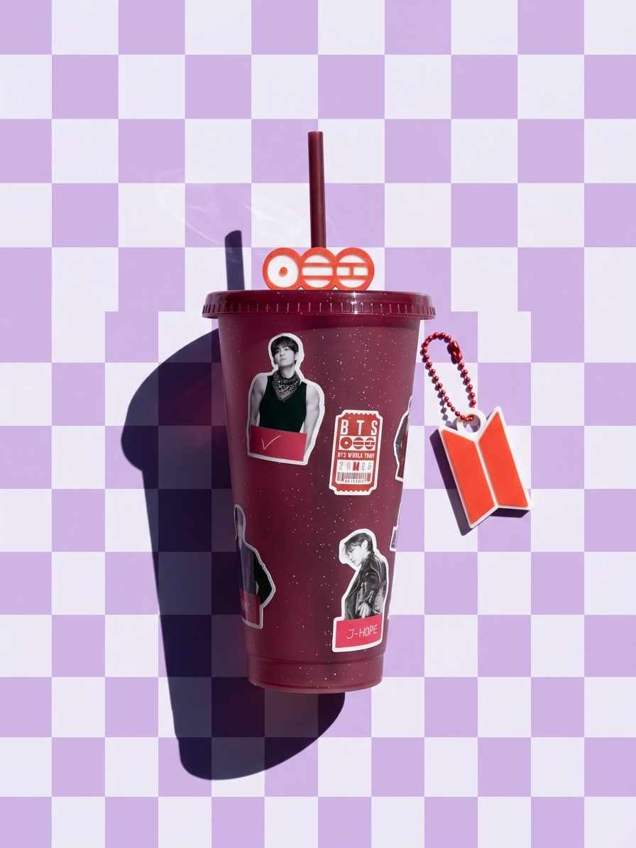 Vaso BTS Arirang Con Charm Para Popote Y Llavero BTS