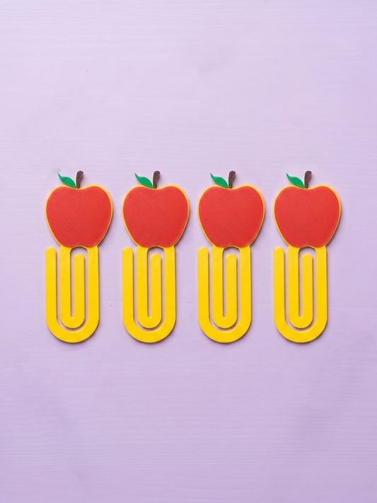 Set de 4 Marcapáginas de manzana cute clip grande Día del maestro