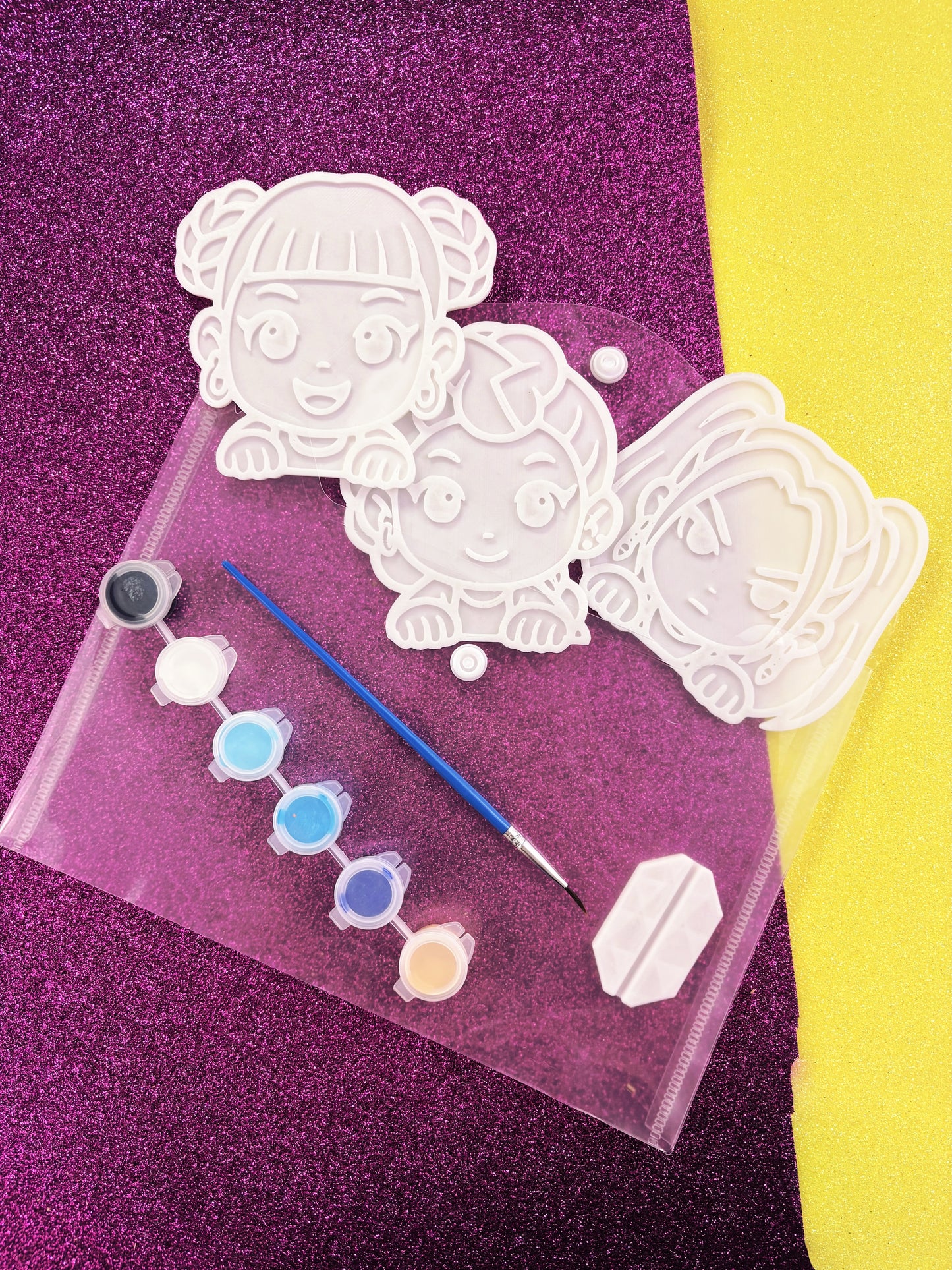 Set de 3 Figuras para Pintar con Pinturas y Pincel Actividad Creativa para Niños Recuerdos de Fiesta