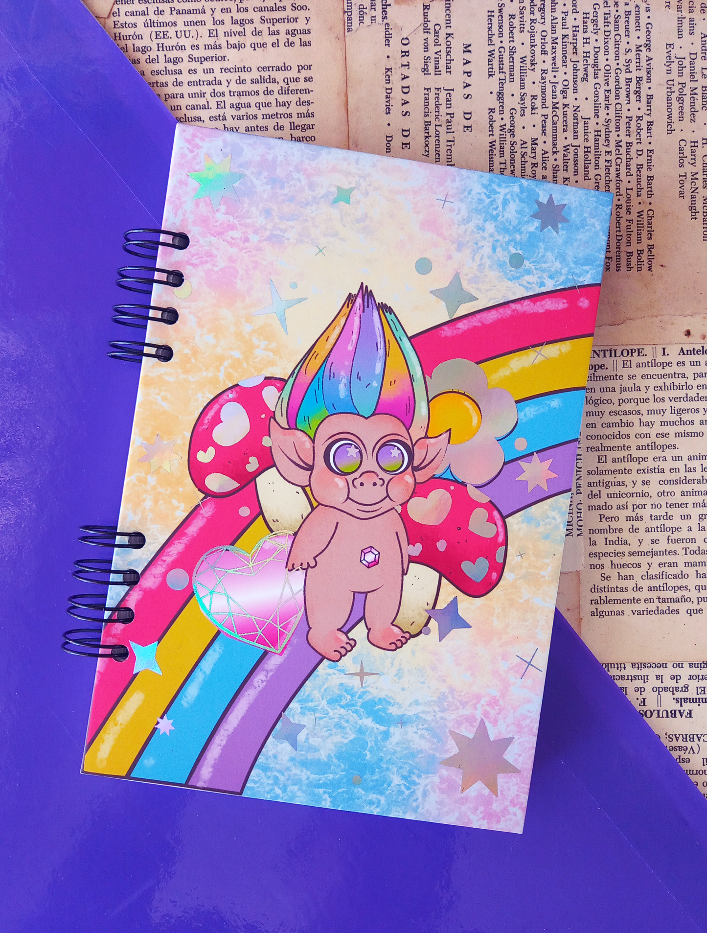 Libreta pasta dura troll arcoiris