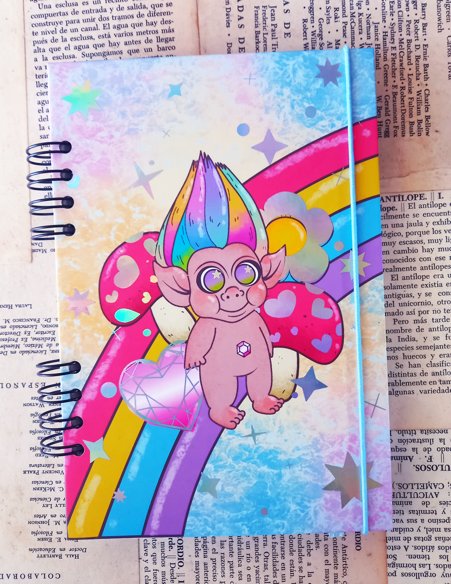 Libreta pasta dura troll arcoiris